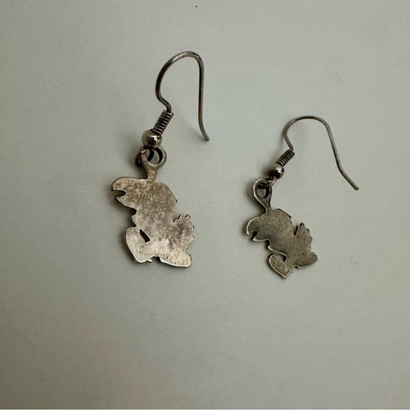 Kansas Jayhawks Silver Drop Charm Earrings 1/2” - Picture 2 of 3